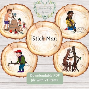 Cartes flash Stick Man Story cuillères Stick Man Story Pierres Stick Man Storytelling Cartes flash Montessori