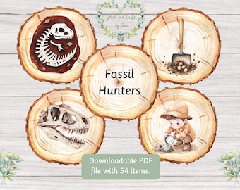 Fossil Hunters Unit Study Cards: Dinosaur Paleontology, Homeschool Learning (Digital Download)