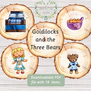 Guldlock och de tre björnarna Flashcards: Montessori-berättelsestenar (PDF-flashcards)