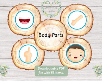 Body Parts Flash Cards: Montessori Learning (PDF Download)