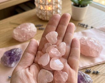 Mini Rosenquarz Herz  • Edelstein Herzen poliert • Kristall Deko & Geschenk für Sie • Love Stone
