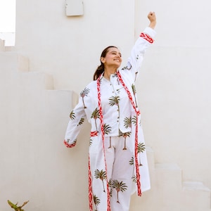 Pyjama Set aus Baumwolle: Damen Block Print Loungewear
