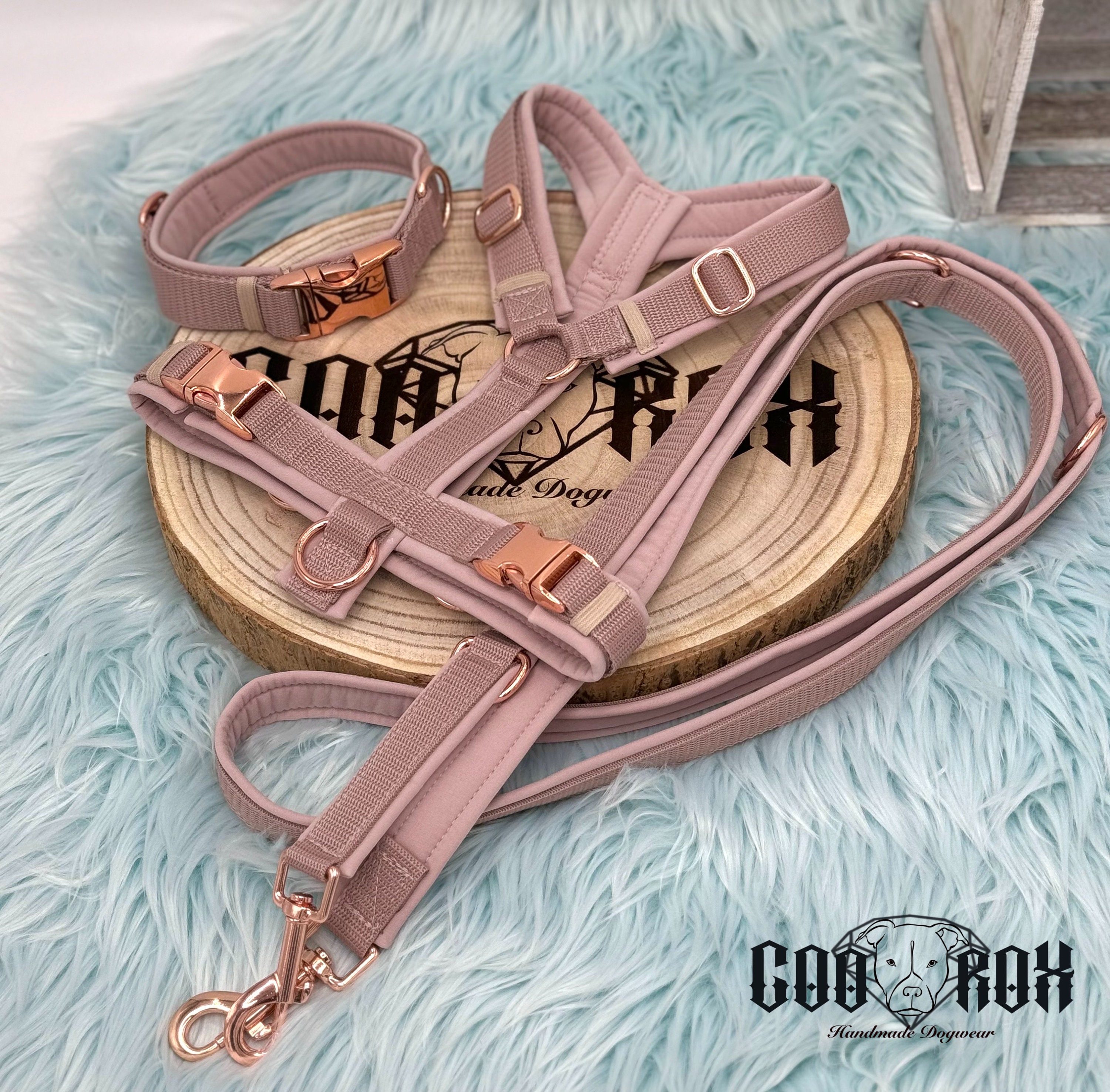 Softshell dog harness/Y-harness/leader harness/padded/can be put together individually/soft/rose gold/also available as a set with leash and collar