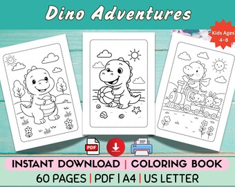 Libro para colorear de dinosaurios imprimible para niños de 4 a 8 años: 60 páginas para colorear prehistóricas y jurásicas