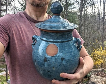 Large Kitchen Canister or Lidded Jar in Slate Blue- Made to Order