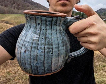 Huge Ridged Monster Mug in Slate Blue - Made to Order