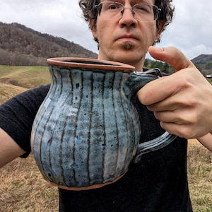 Huge Ridged Monster Mug in Slate Blue - Made to Order