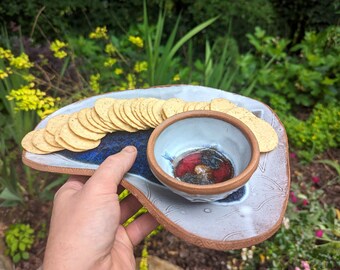 Serving Platter or Snack Tray with Dipping Bowl- In Stock and Ready to Ship