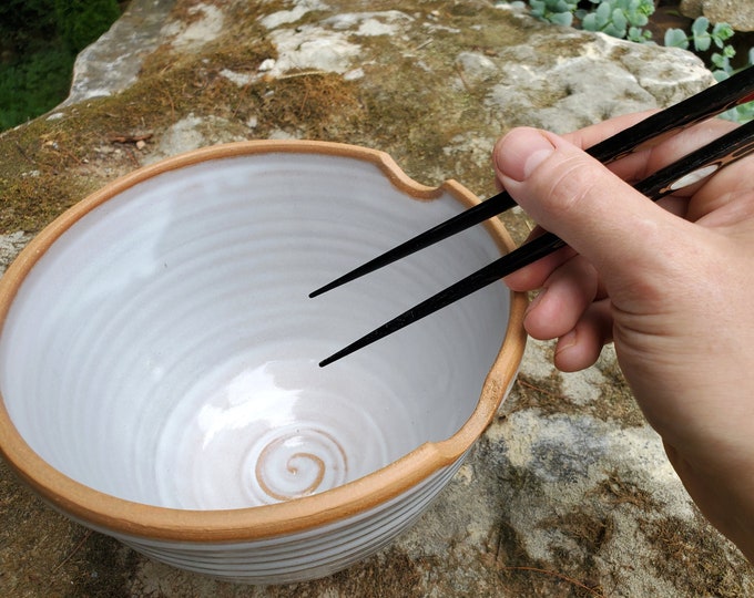 Huge Noodle Bowl or Ramen Bowl with Chopstick Rests in Shale - Made to Order