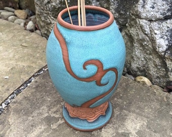 Huge Double Bouquet Flower Vase in Turquoise Waves- In Stock and Ready to Ship