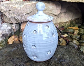 Huge Kitchen Canister or Lidded Jar in Polka Dot Shale- In Stock and Ready to Ship