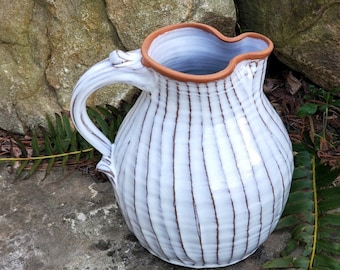 Large One Gallon Pitcher Ridged in Shale - Made to Order