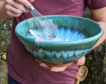 Large Serving Bowl in Turquoise Falls- Made to Order