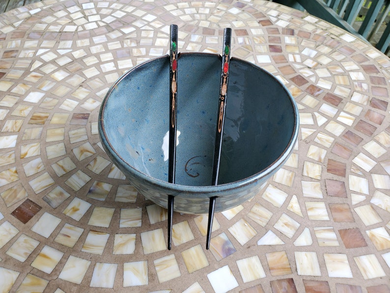 Noodle Bowl or Ramen Bowl in Slate Blue  Made to Order image 9
