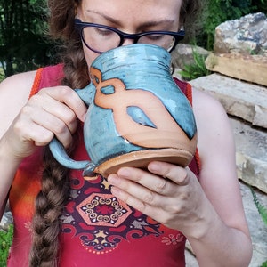 Huge Monster Mug in Slate Blue and Rust Chain - Made to Order