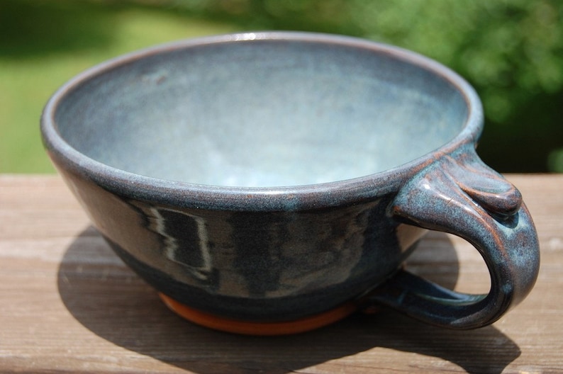 Cappuccino Cup or Soup Mug In Slate Blue Made to Order image 3