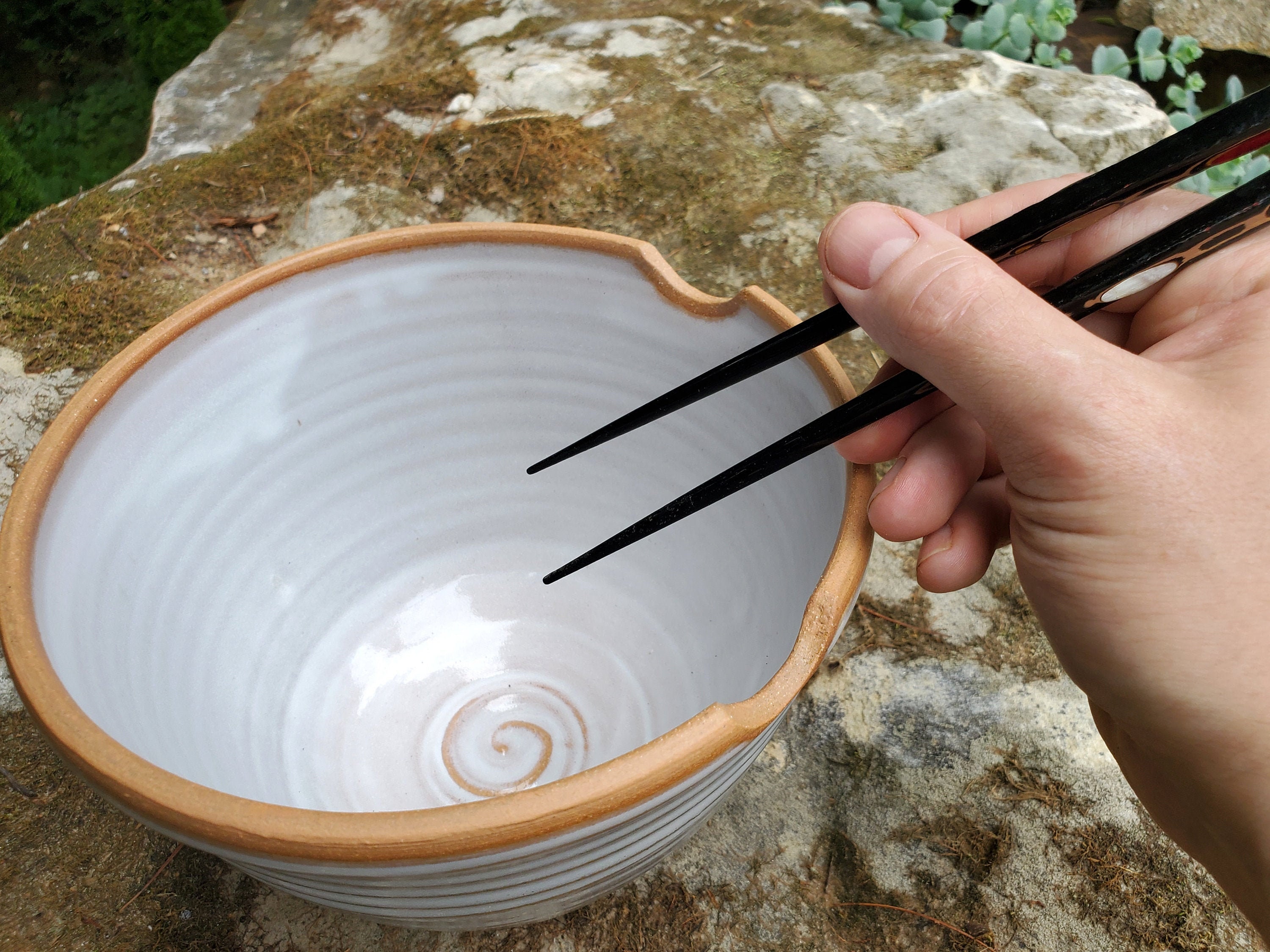 Huge Noodle Bowl or Ramen Bowl with Chopstick Rests in Shale Etsy