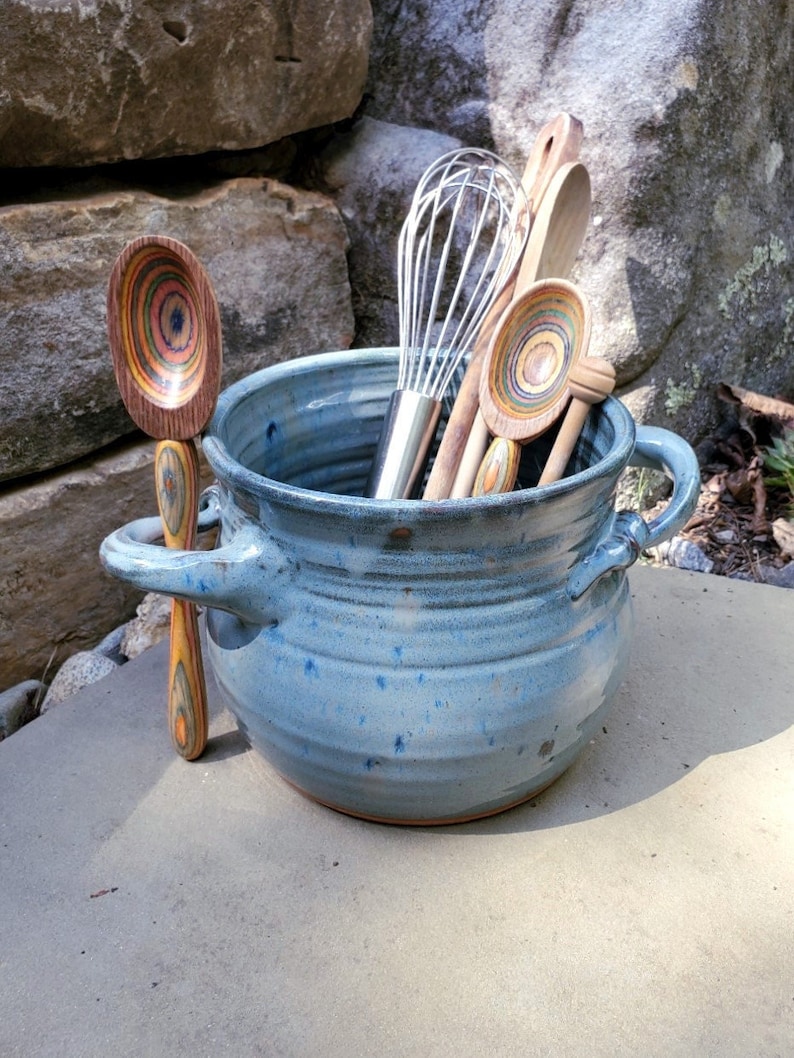 Utensil Holder in Slate Blue Made to Order image 1