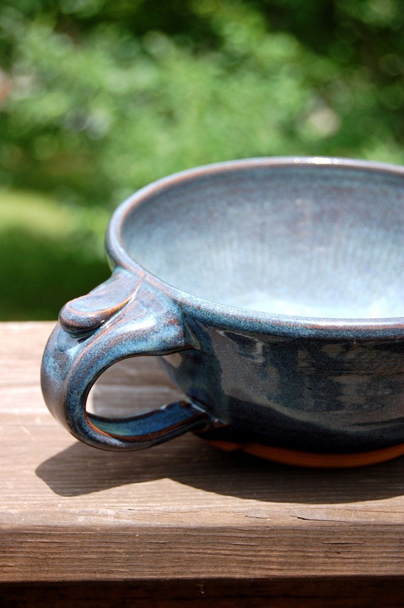 Cappuccino Cup or Soup Mug In Slate Blue Made to Order image 1