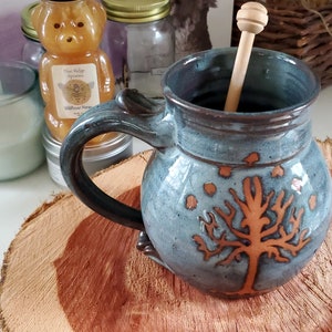 Huge Slate Blue Mug with Tree of Life or Tree of Gondor - Made to Order