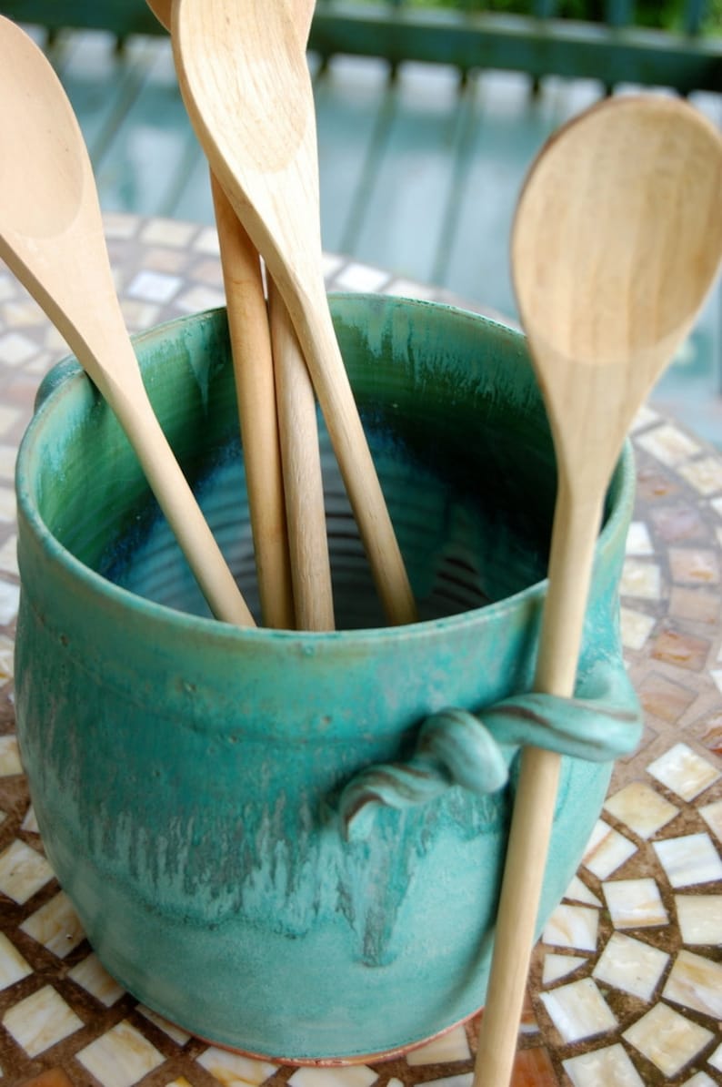 Utensil Holder in Turquoise Made to Order Etsy