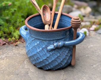 Woven Utensil Holder in Slate Blue - Made to Order