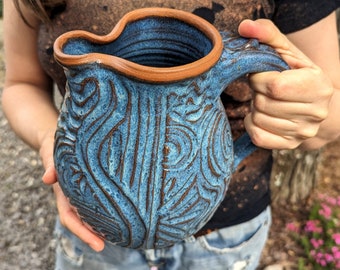 Half Gallon Pitcher Rooted in Slate Blue - Made to Order