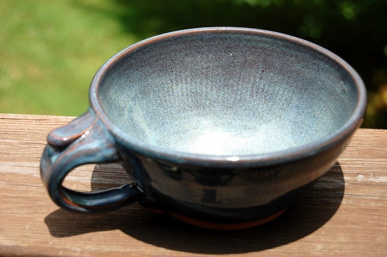 Cappuccino Cup or Soup Mug In Slate Blue Made to Order image 2