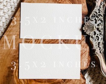 Cartão de visita PSD Mockup 3,5x2 polegadas Chá de bebê, casamento, cartões estacionários Cartão RSVP Sorteio de fraldas, cartão RSVP, objeto inteligente A01