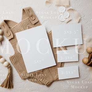 Boho neutraal babyshower luierloterij mockup 5 x 3,5 inch, RSVP minimalistisch plat liggen PSD slim object baby algemene boeken voor babybedrijf