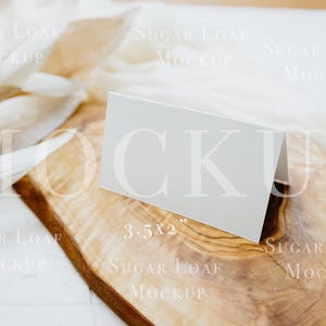 Boho neutrale tentplaatskaart, voedseletiketmodel 3,5 x 2 | Verjaardag, bruiloft, babyshower Smart Object PSD, platliggend mockup JPEG
