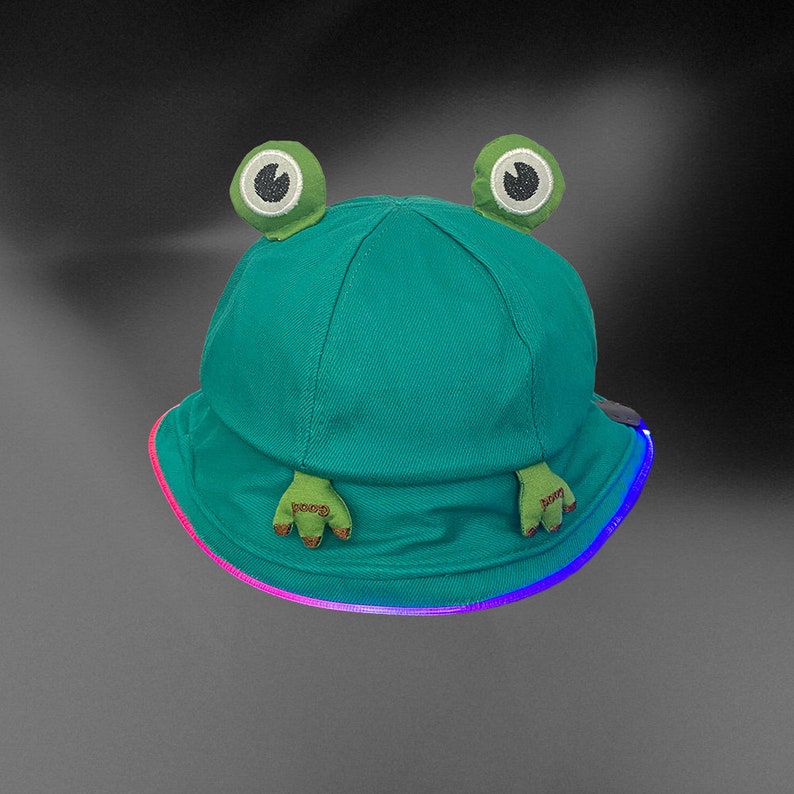 Green Frog Light up Bucket Hat, Cute Froggy Party Hat, Fun LED Rave Hat ...