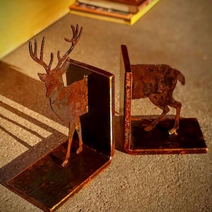 Deer Metal Bookends | Book ends | Bookshelf Decor | Metal Art | Metal Fabrication | Book Ends | Rustic Decor | Unique Gifts | Book Lovers