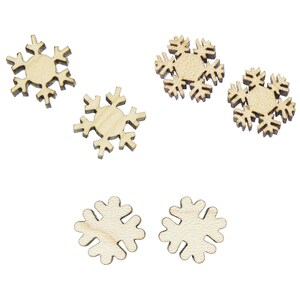 Snowflakes *Choose* Engraved Wood Cabochons | 10 Pieces | Jewelry Finding | Earring Supply | Sustainable Wood