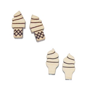 Ice Cream Cone *Choose* Engraved Stud Earring Blanks Supply | 10 Pieces | Jewelry Finding | Sustainable Wood