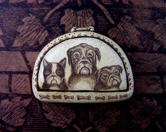 Pug dog Boston Terrier and bull mastiff  Moosup Valley Designs brooch pin