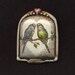 Parakeet pair bird scrimshaw technique resin pin