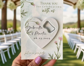 Wedding Bottle Opener Magnet , Custom Wedding Favor , Heart Bottle Opener Magnet, Save The Date