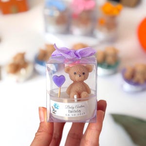 Candela bomboniera a forma di orsetto fatta a mano - Perfetta per baby shower, compleanno, rivelazione del sesso, regalo per feste - Disponibili nastri e colori personalizzati