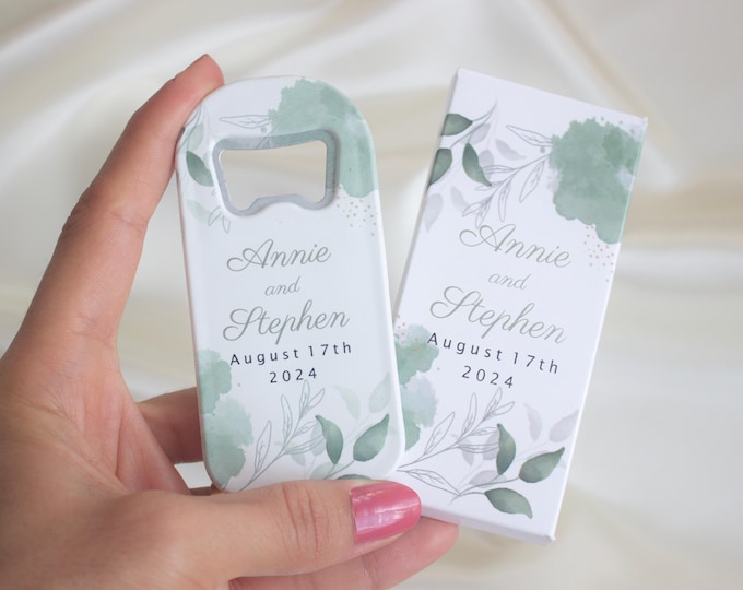 Elegant Wedding Favor Magnetic Bottle Opener, Personalized Gift for ...