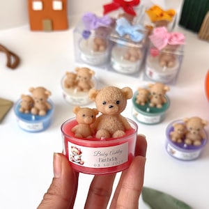 Bomboniera a forma di candela con orsetto di peluche fatta a mano - Perfetta per baby shower, compleanno, rivelazione del sesso, regalo per feste - Disponibili nastri e colori personalizzati