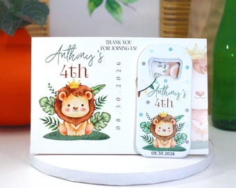 Safari Birthday Favors Personalized Bottle Opener Kids Jungle Party Lion Custom Gift Guests Boy Baby Shower Keepsake Souvenir