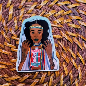 Elegant African Lady Sticker, African waterproof Sticker, Hausa Culture Sticker