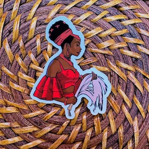 Colorful African Lady Sticker, African waterproof Sticker, Culture Sticker