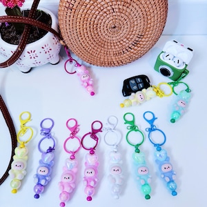 Mini Labubu Charm Keychain | EarPods Keychain|Cute Keychain|Kawaii Keychain|Bag Keychain|Beaded Keychain|Charm Keychain|Love Labubu Keychain