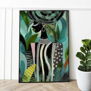 Afrikanische Frau Kunst Wand Geschenk für afrikanische Afrikanische Kultur Schwarz Kunstdrucke Ethnische Afrikanische Kunst Afrikanische Dekorationen Afrikanische Wohndekoration