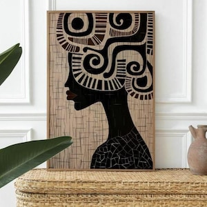 Afrikanische Frau Kunst Wand Geschenk für afrikanische Afrikanische Kultur Schwarz Kunstdrucke Ethnische Afrikanische Kunst Afrikanische Dekorationen Afrikanische Wohndekoration