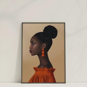 Stampa artistica di donna nera: decorazione afrocentrica, arte murale etnica immagine 5