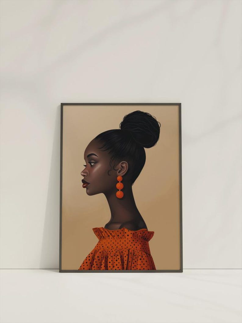 Stampa artistica di donna nera: decorazione afrocentrica, arte murale etnica immagine 5
