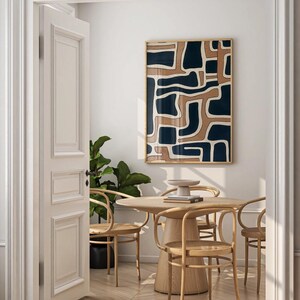 Abstract Art Print: Terracotta, Navy, Japandi Decor (Digital Download) image 2